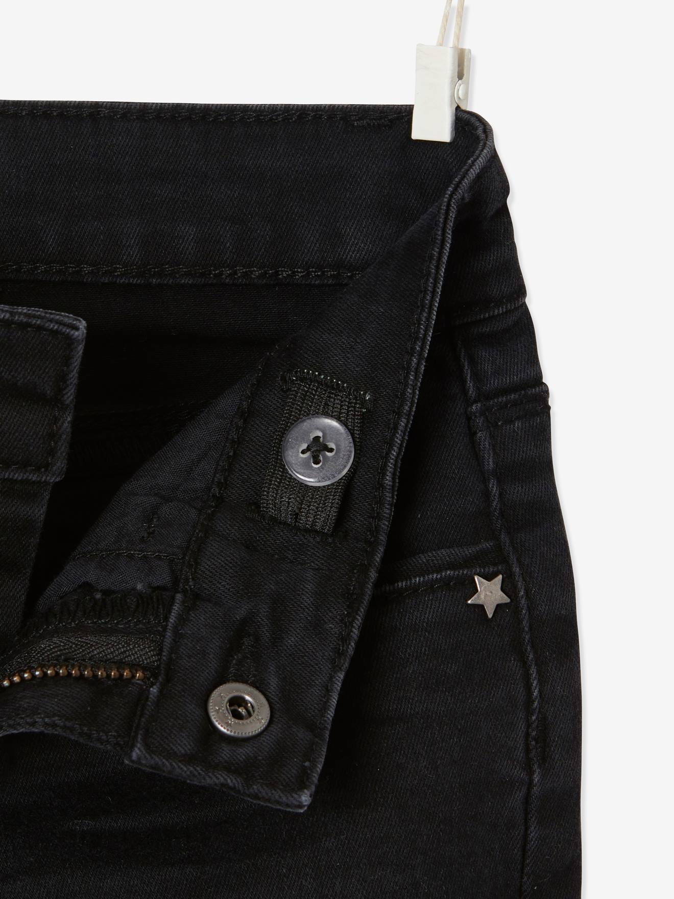 Vertbaudet Mädchen Slim-Fit-Jeans WATERLESS, Hüftweite REGULAR Oeko-Tex - schwarz
