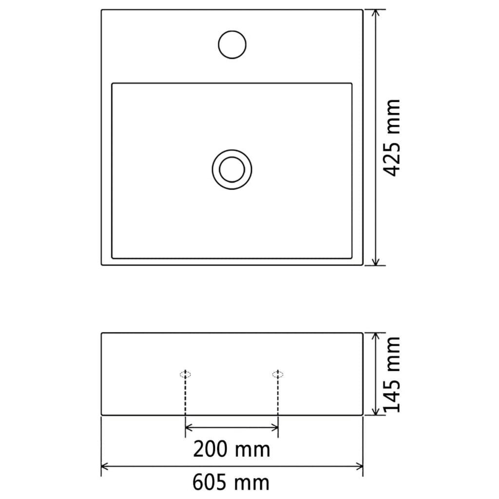 vidaXL Waschbecken Waschbecken mit Hahnloch Keramik Weiß 60,5x42,5x14,5 cm
