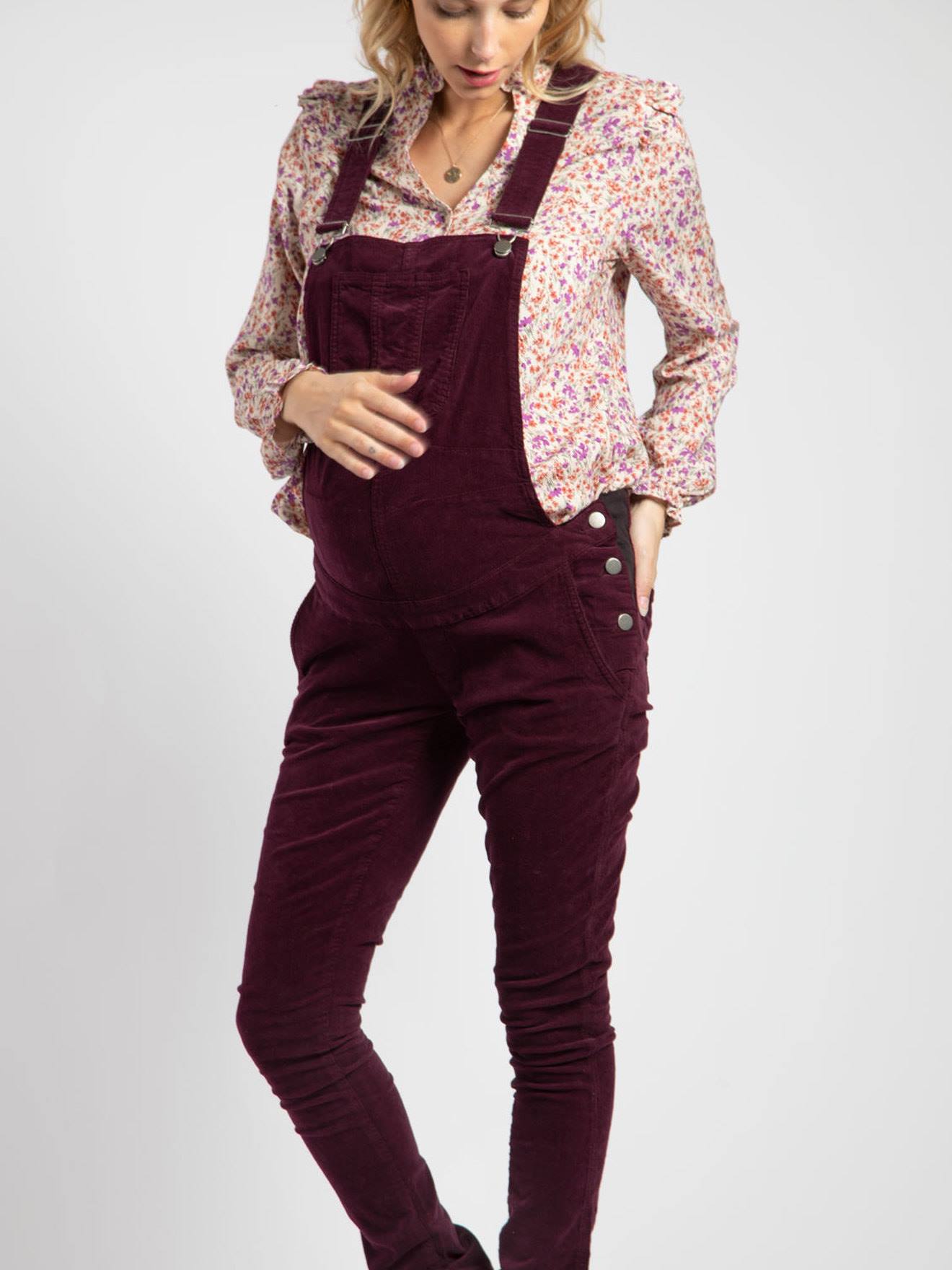 Envie de Fraise Umstands-Latzhose aus Cord MERYL ENVIE DE FRAISE - aubergine