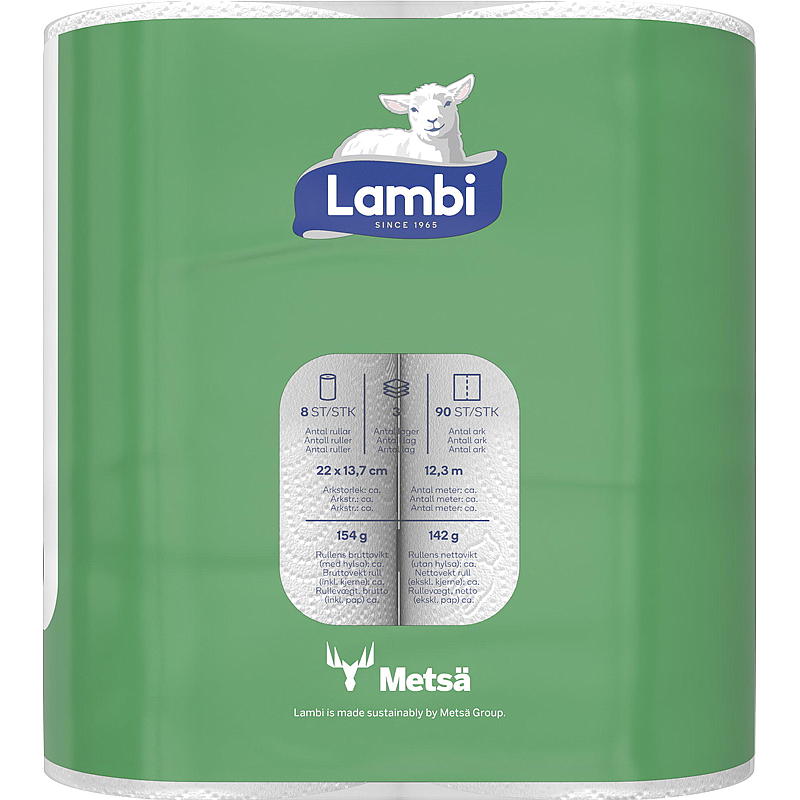 Lambi Tørkerull 8-pk hvit Lambi