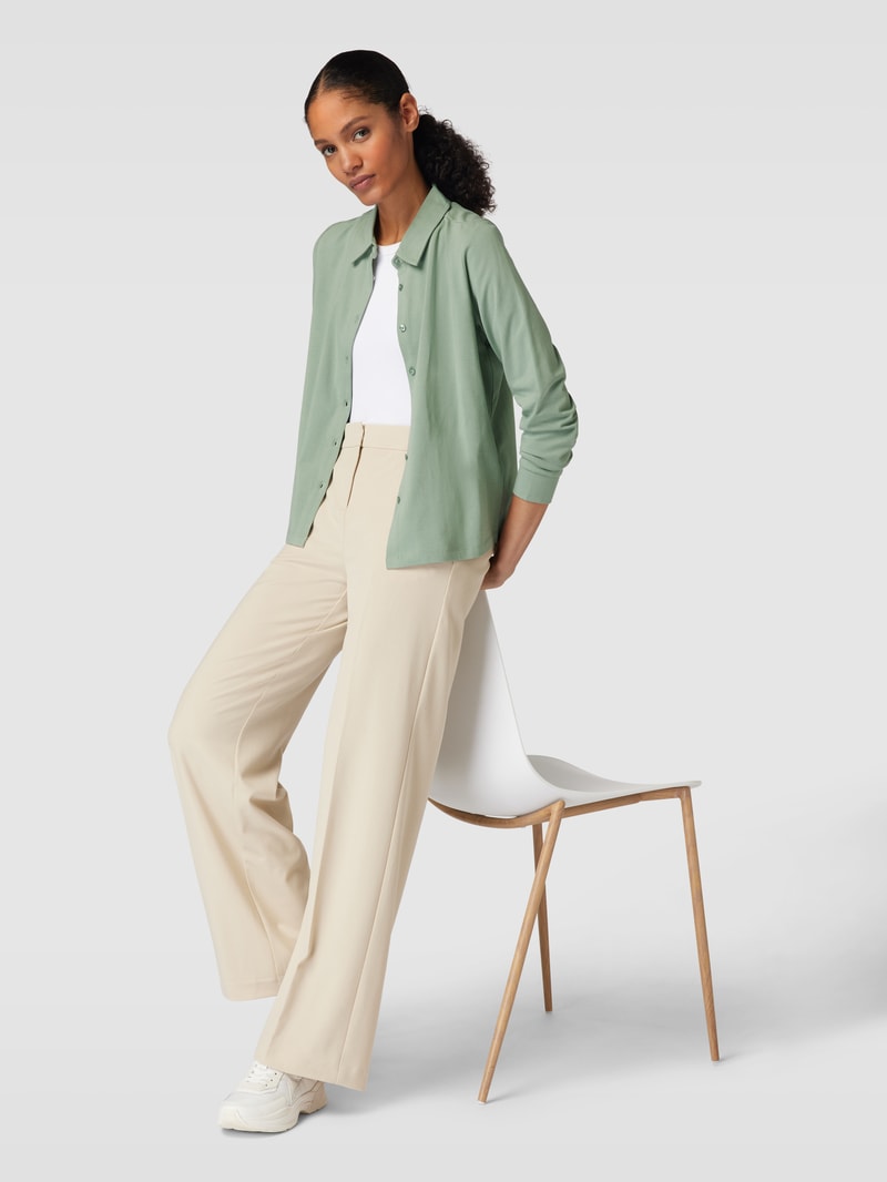 Blusenshirt mit Allover-Muster und Umlegekragen in schilf