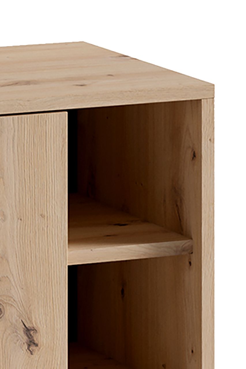 byLiving WELLNESS Waschbeckenunterschrank, Eiche-Optik, Alu/Kunststoff schwarz