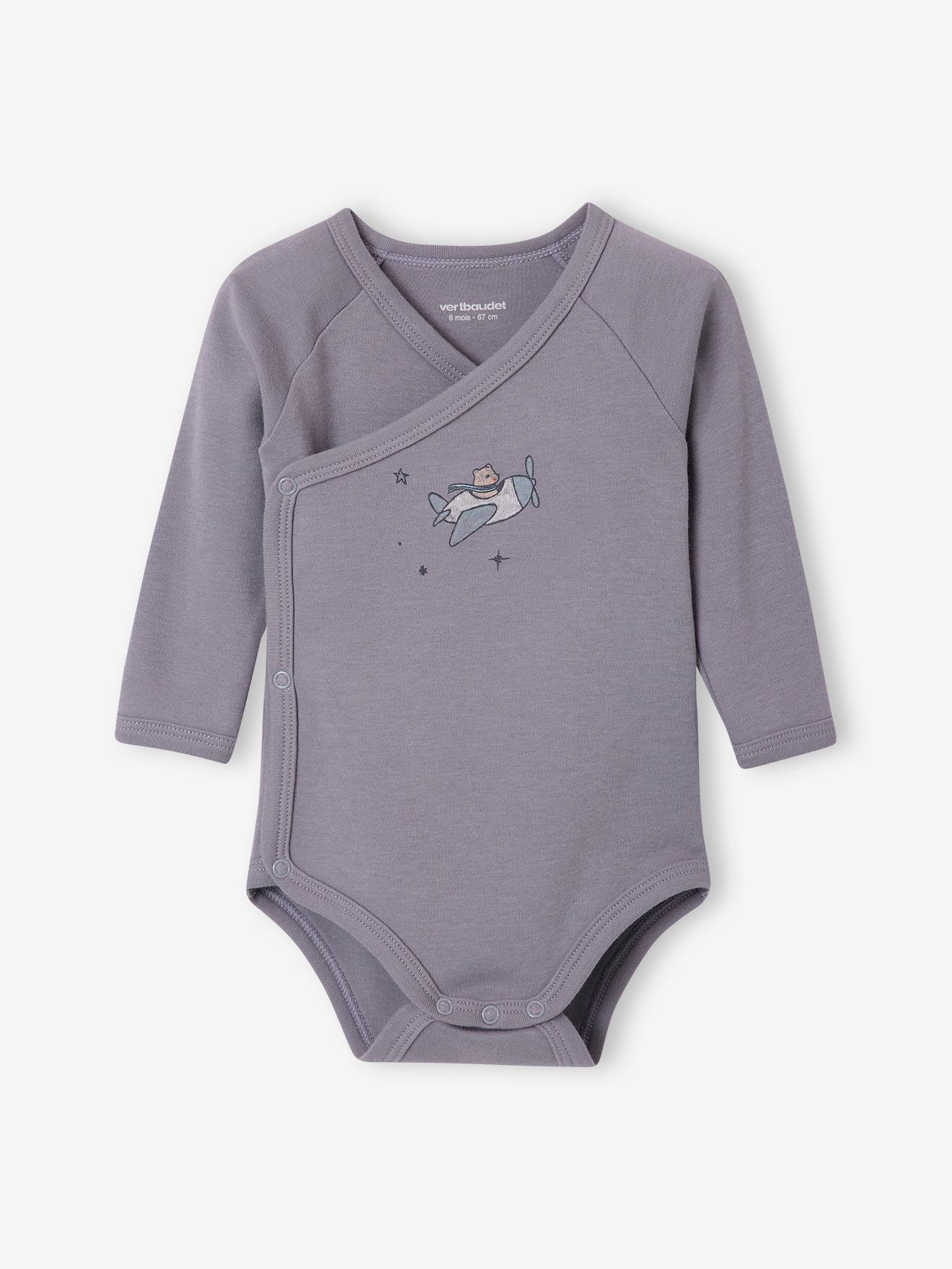 Vertbaudet 2er-Pack Baby Wickelbodys, lange Ärmel Oeko-Tex - graublau