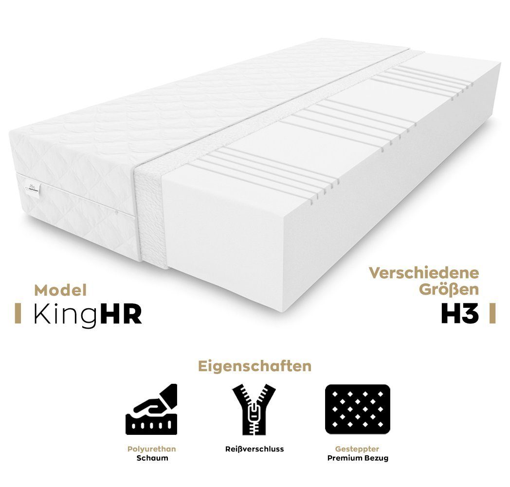 Kaltschaummatratze Matratzen rollmatratze Multi- Zonen H3 KingHR 90 x 200 x 14 cm, KingMatratzen, 14 cm hoch