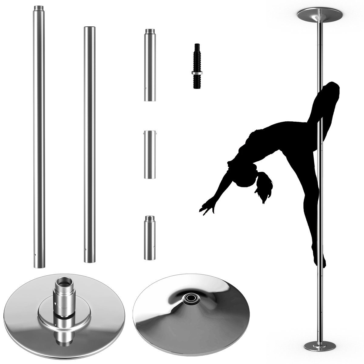 COSTWAY Trainingsstation Profi Tanzstang, höhenverstellbar, bis 200kg
