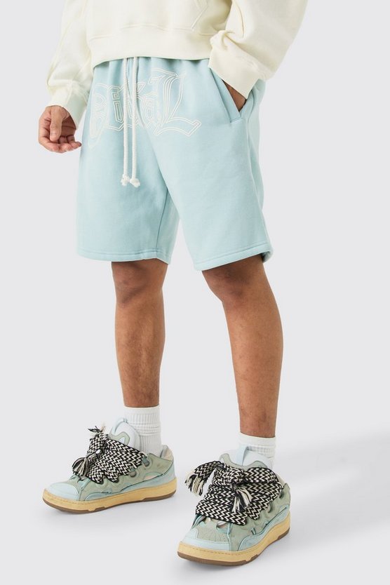 Lockere Shorts mit Official-Print