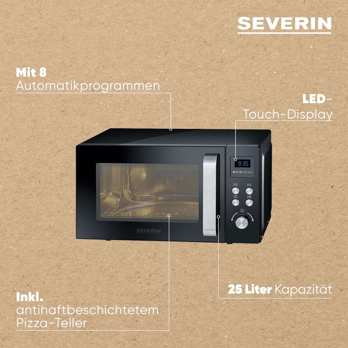 Severin Mikrowelle mit Grill- und Heißluftfunktion 900W