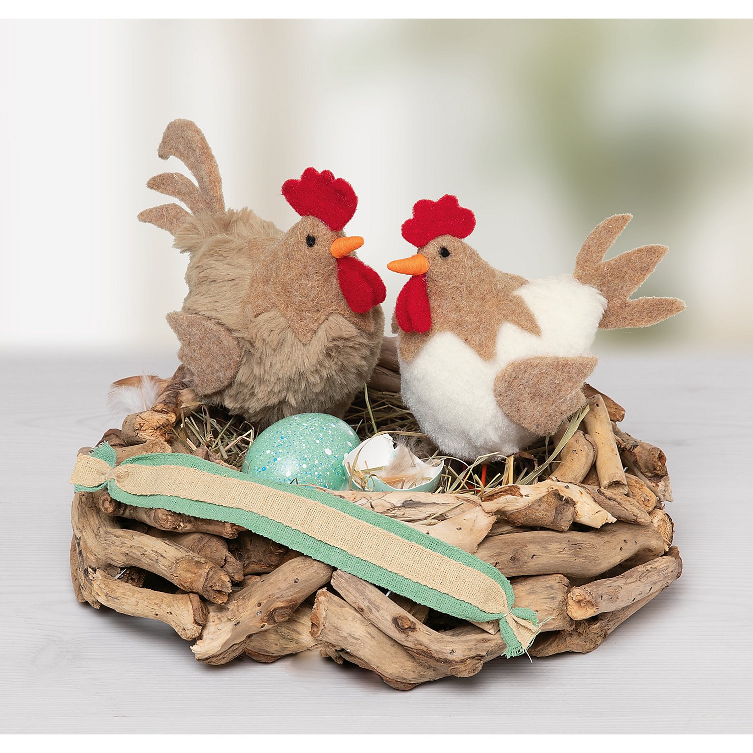 Plüsch-Hahn und -Huhn, 13 cm