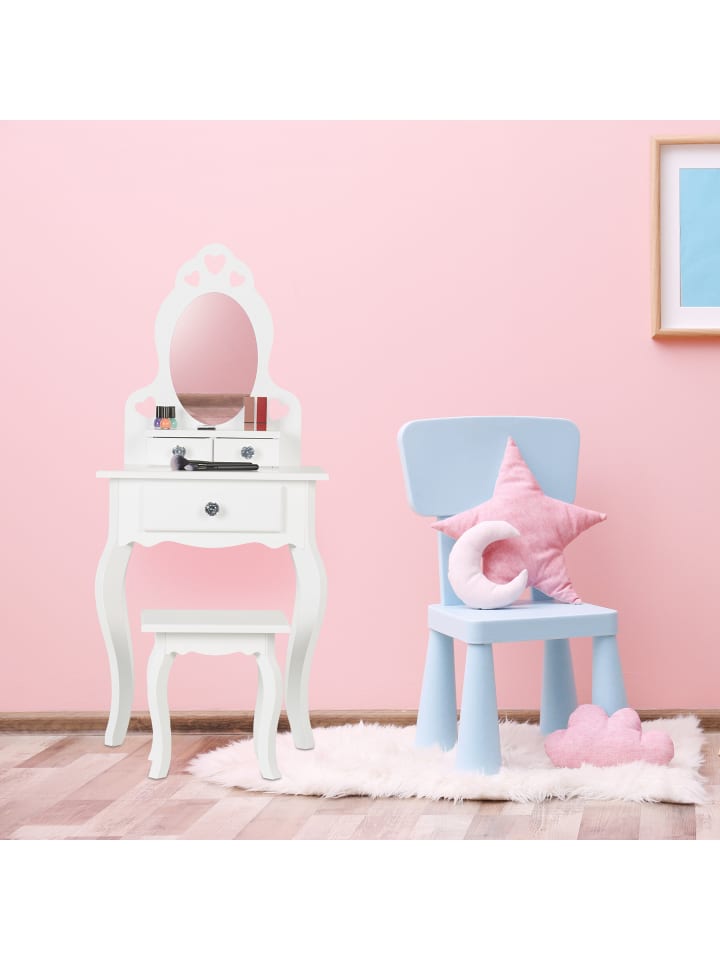 relaxdays Kinder Schminktisch in Weiß - (B)50 x (H)110 x (T)30 cm günstig kaufen onesize