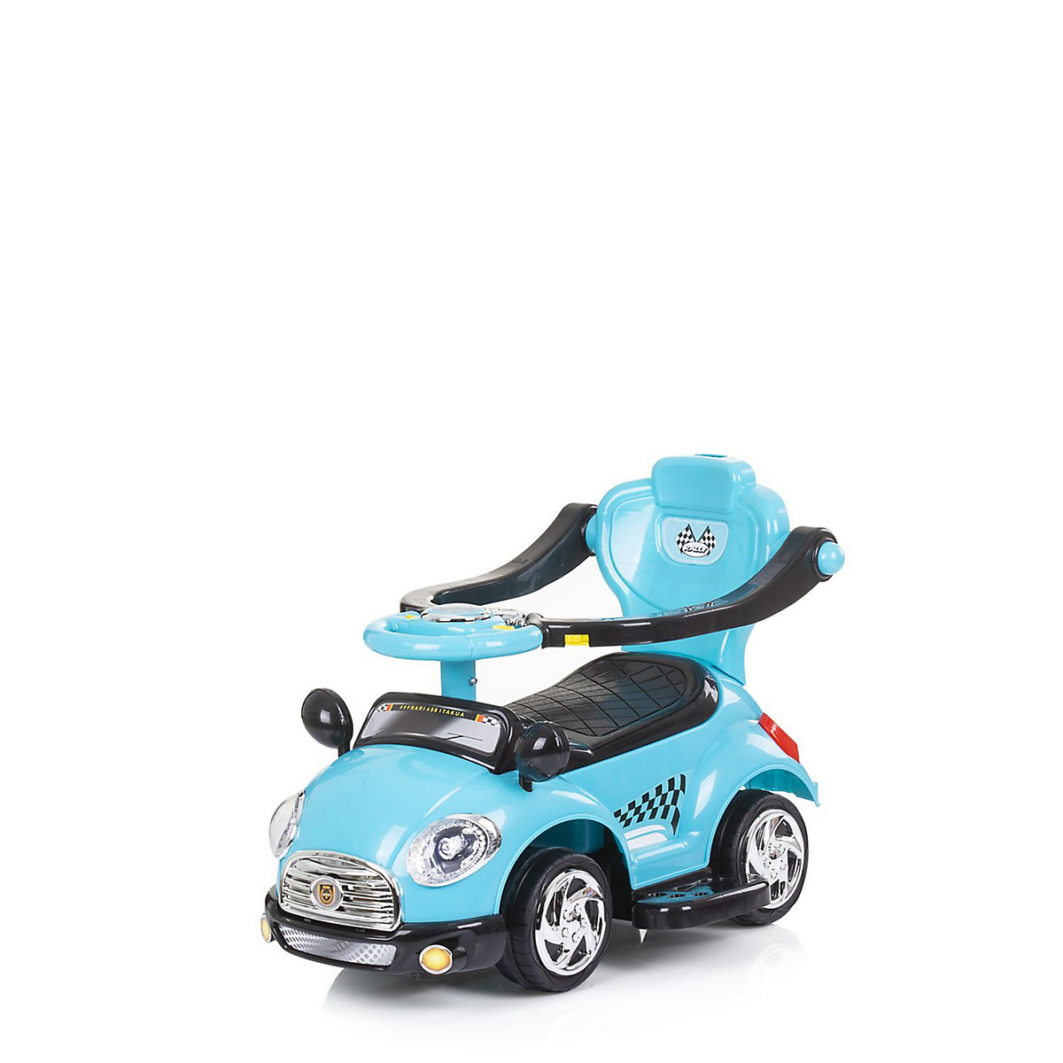 Rutschauto Super Car 2 in 1 Schubstange, Stauraum, Sonnendach, Musik Rutschautos