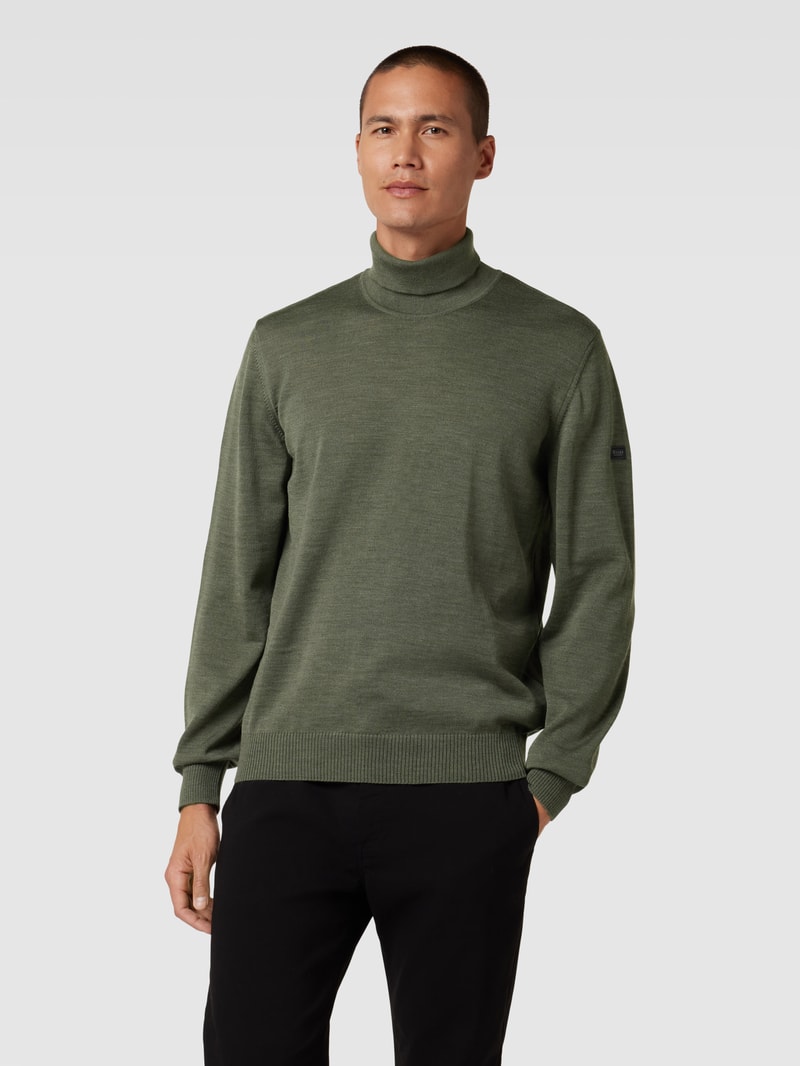 Rollkragenpullover aus Wolle Modell 'ROLLI' in grün