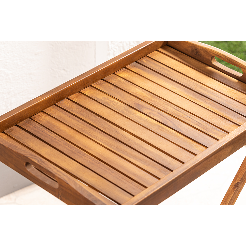 HC Garten & Freizeit faltbarer Gartentablett-Tisch aus Akazieholz