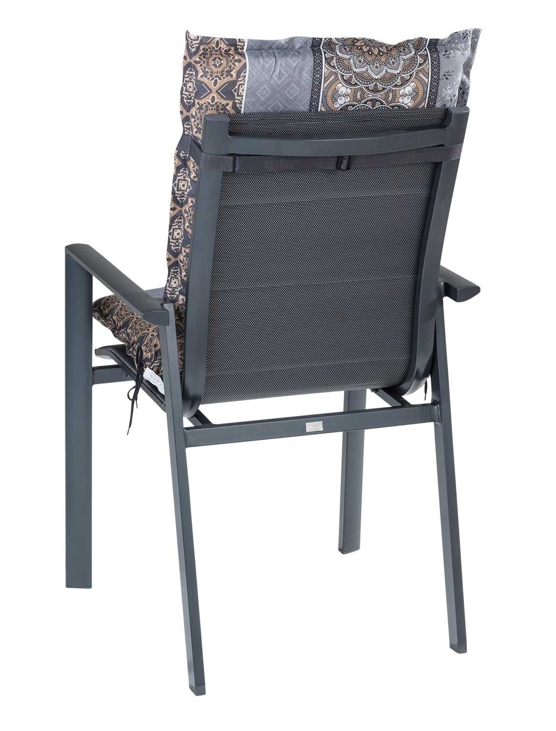 GO-DE Polsterauflage EXCELSIO, B 50 x L 110 cm, Braun, Grau, 4er Set, (Set, 4 St), Gartenstuhlauflagen für Mittellehnstühle