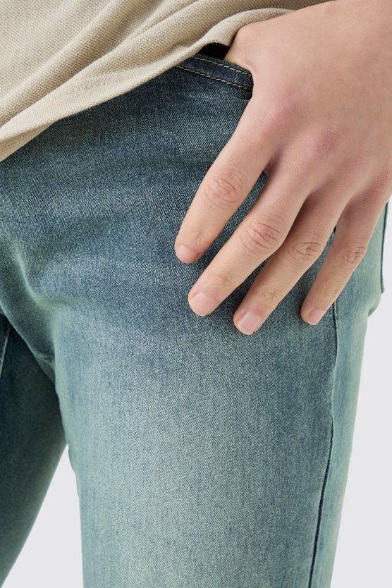 Skinny Stretch Jeans in Antikem Blau