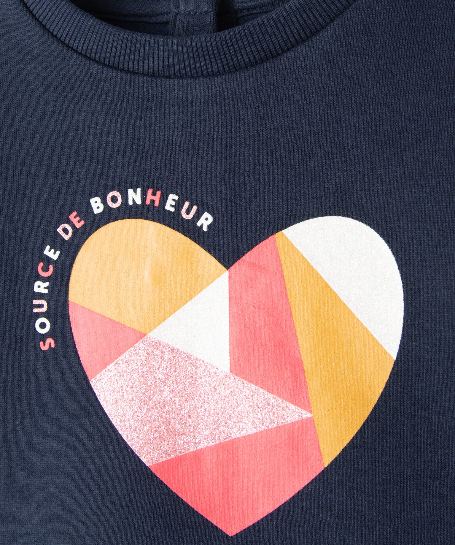 Sweat molletonné avec motifs et message bébé fille marine | GEMO