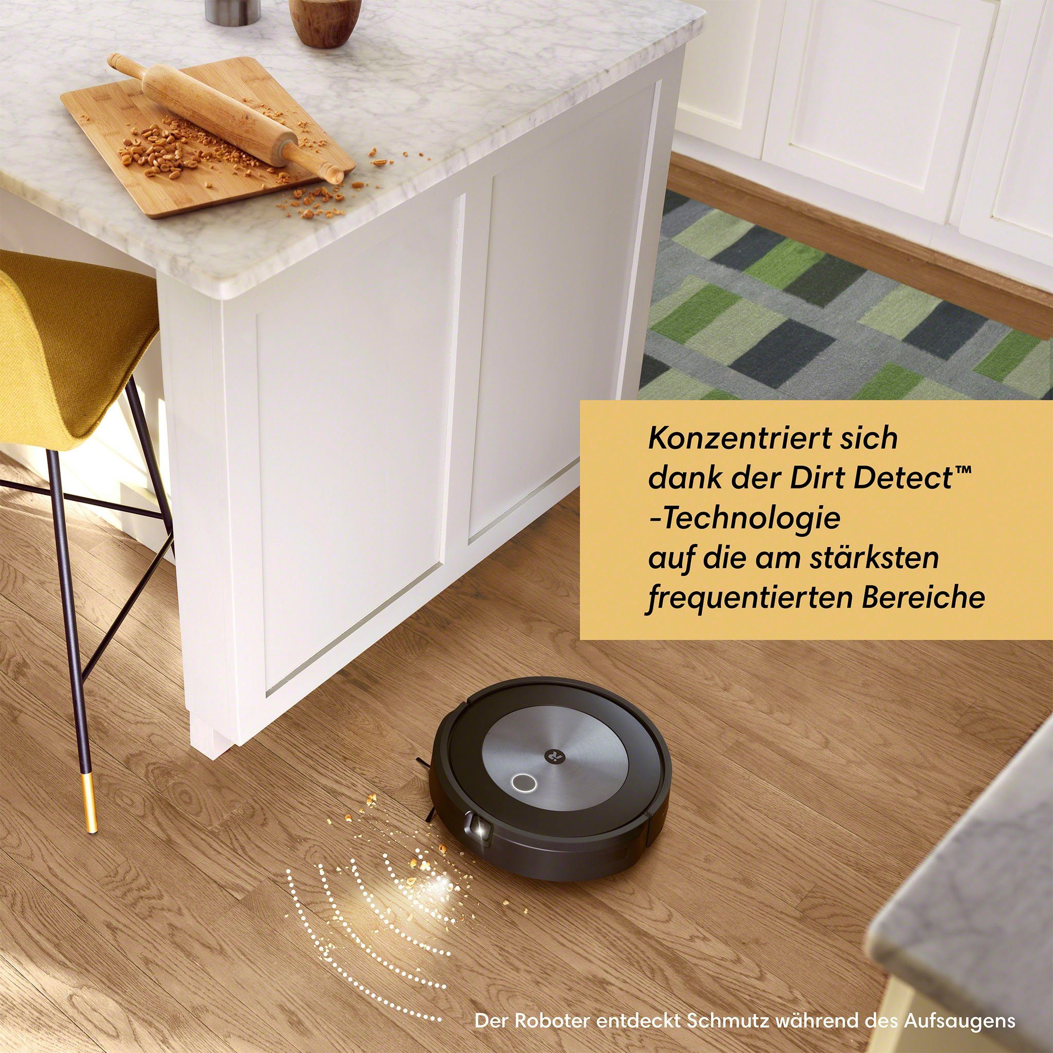 iRobot Saugroboter Roomba® j7+ (j7558), mit Beutel, WLAN-fähig mit autom. Absaugstation, Kartierung und zwei Gummibürsten