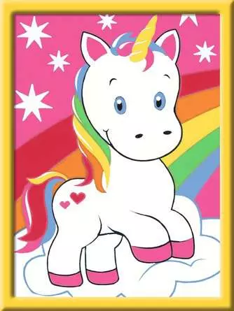 CreArt Süßes Einhorn - Malen nach Zahlen für Kinder ab 7 Jahren