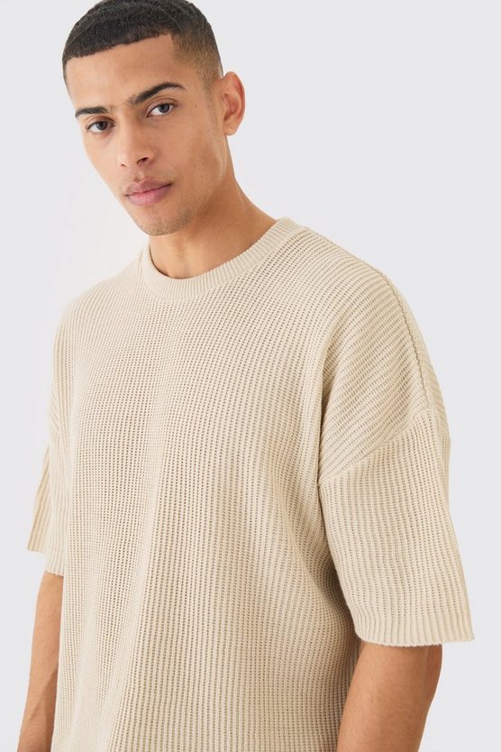 Geripptes Oversize T-Shirt