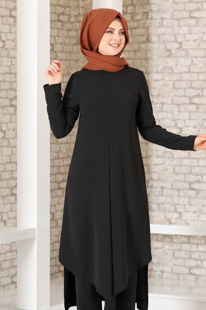 Modavitrini Longtunika Damen Anzug Zweiteiler lange Tunika mit Hose Hijab Kleidung voll bedeckt