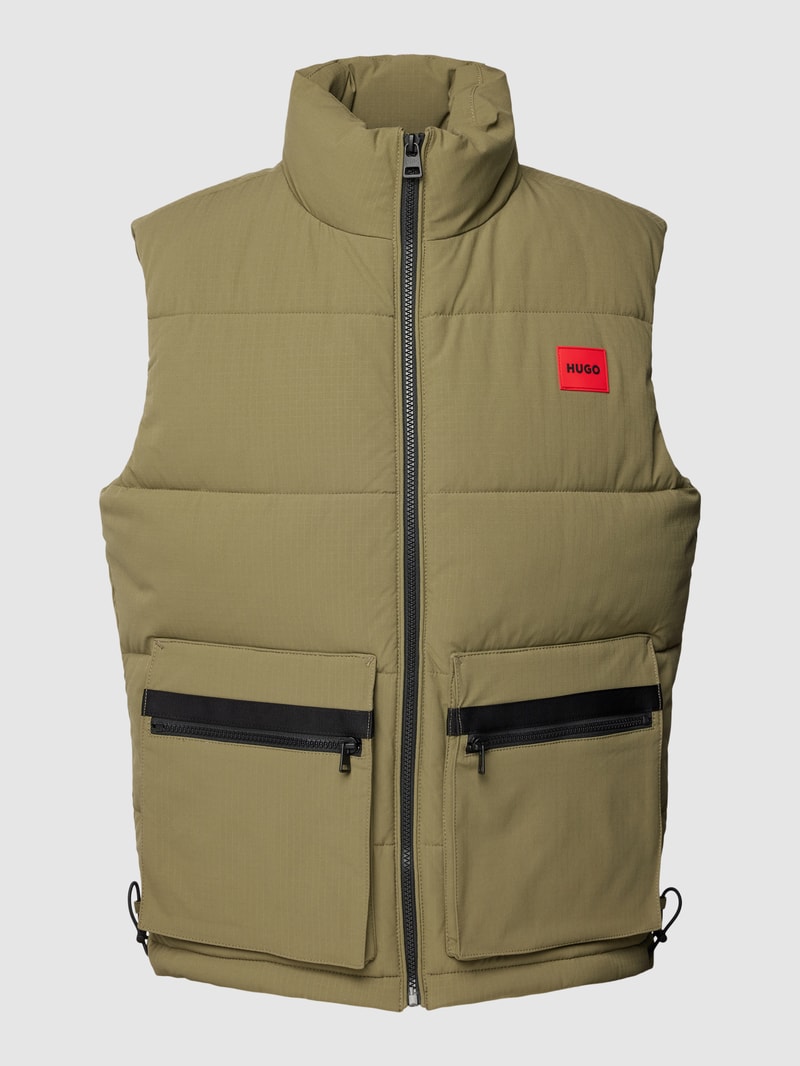 Steppweste mit Label-Patch Modell 'Baltino' in olivgrün