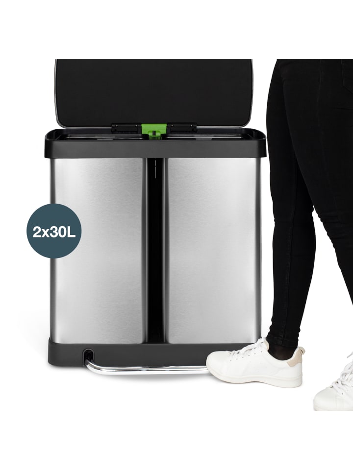 Les collectors Abfalleimer 2x30L N°928 in Silber günstig kaufen onesize