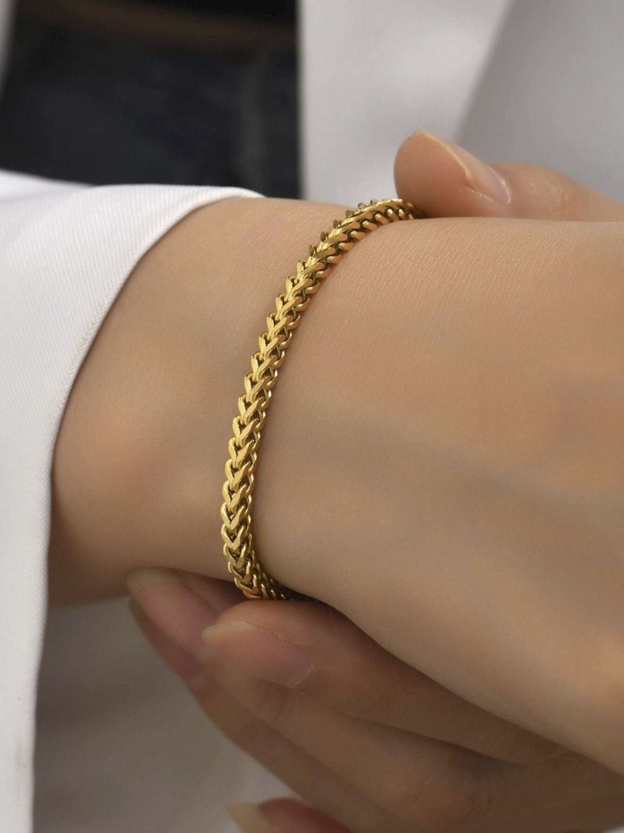 ENGELSINN Armband Kettenarmband Gold Armkette Edelstahl Gliederarmband inkl. Geschenkbox (1-tlg), Hochwertige Verarbeitung