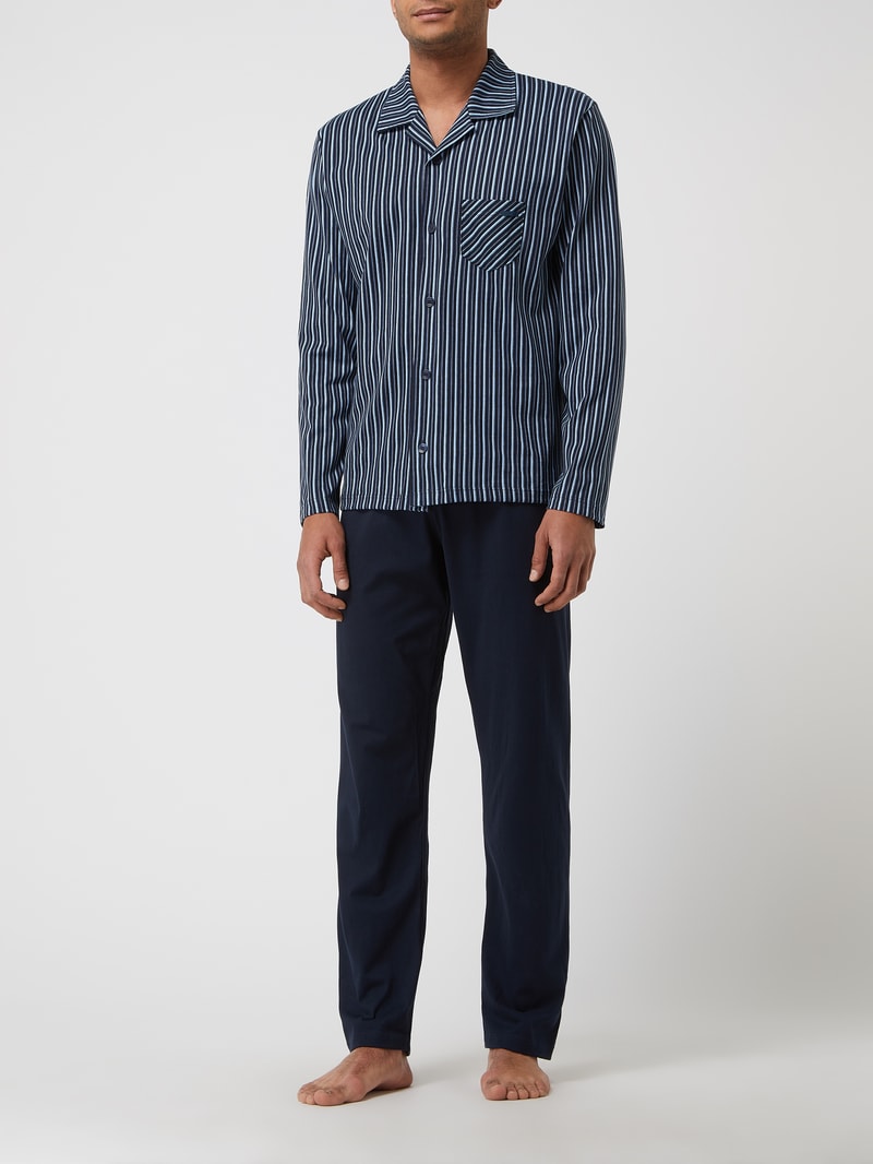 Comfort Fit Pyjama aus Baumwolle in dunkelblau