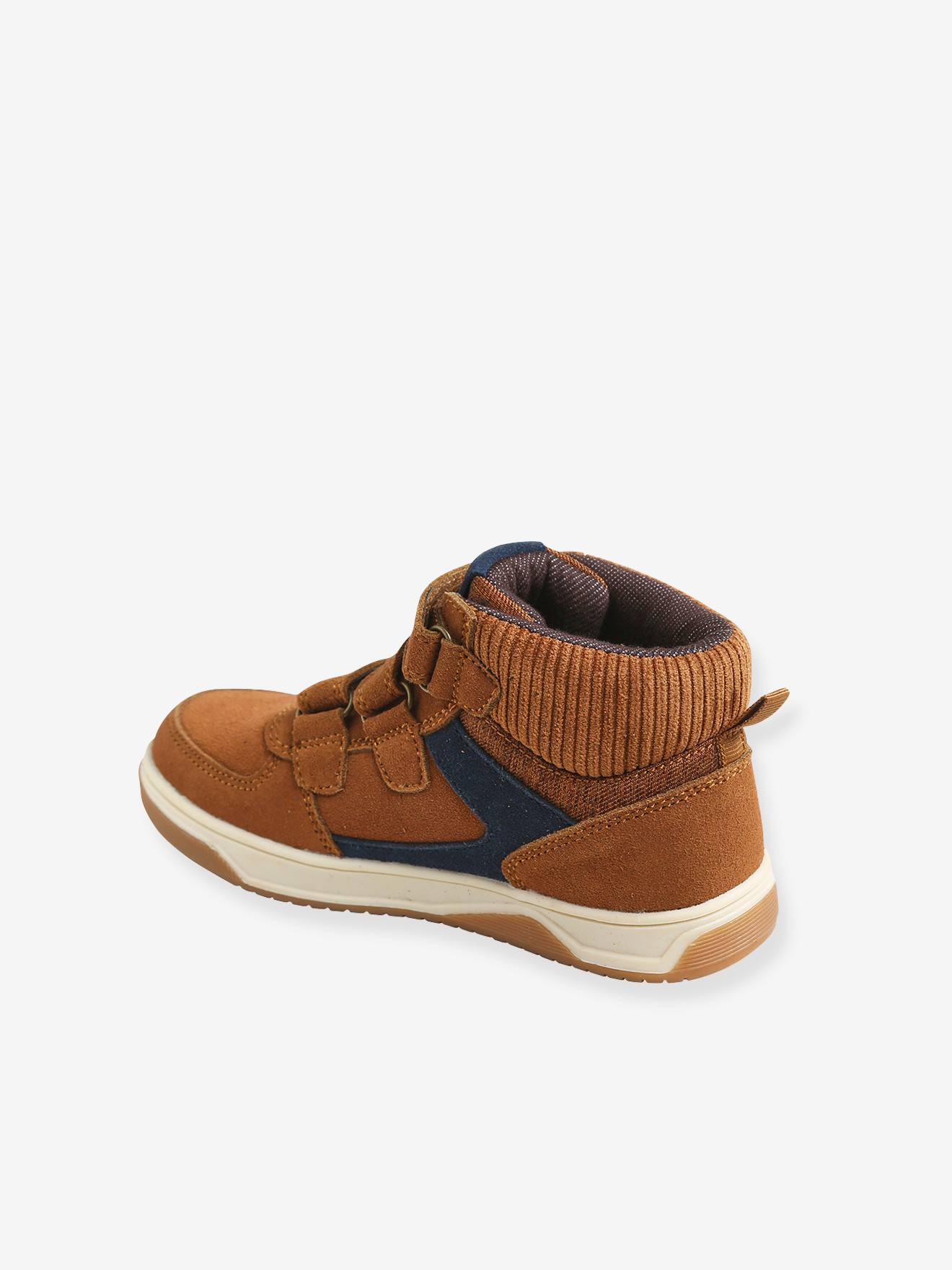 Baskets montantes en cuir garçon camel