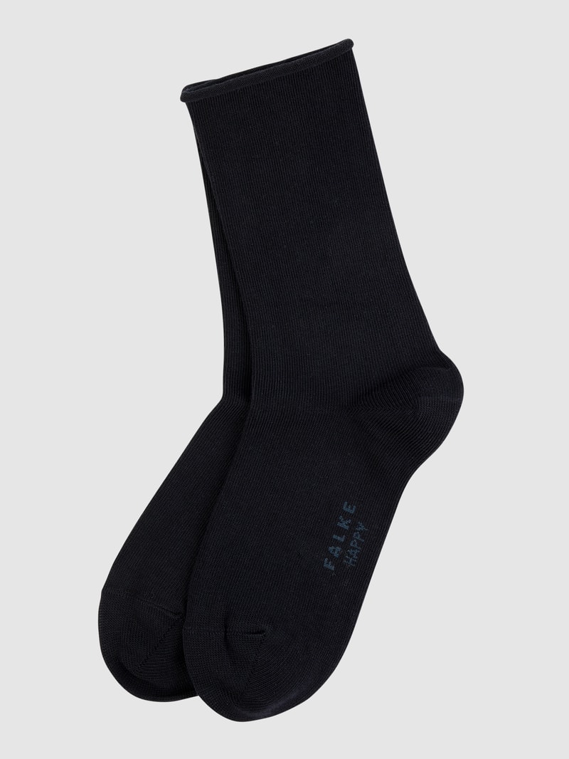 Socken mit Stretch-Anteil im 2er-Pack Modell 'Happy' in marineblau
