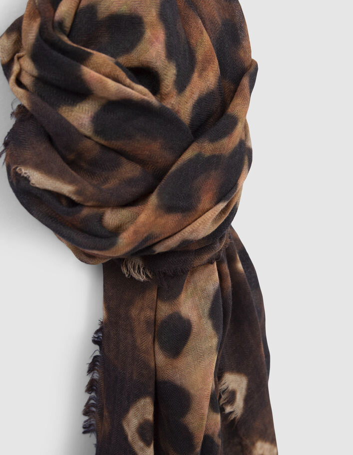Pure Edition-Chèche noir à motif léopard Femme