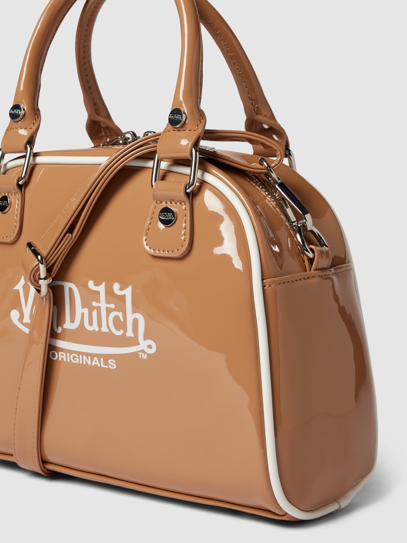 Bowling Bag mit Label-Print Modell 'KAILEN' in beige