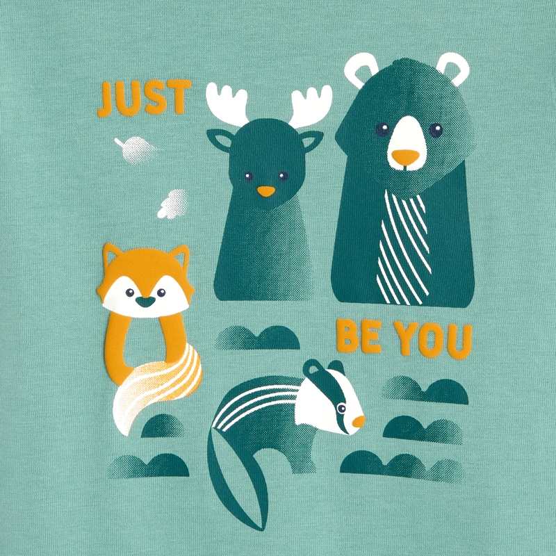 T-shirt animaux de la forêt vert bébé garçon