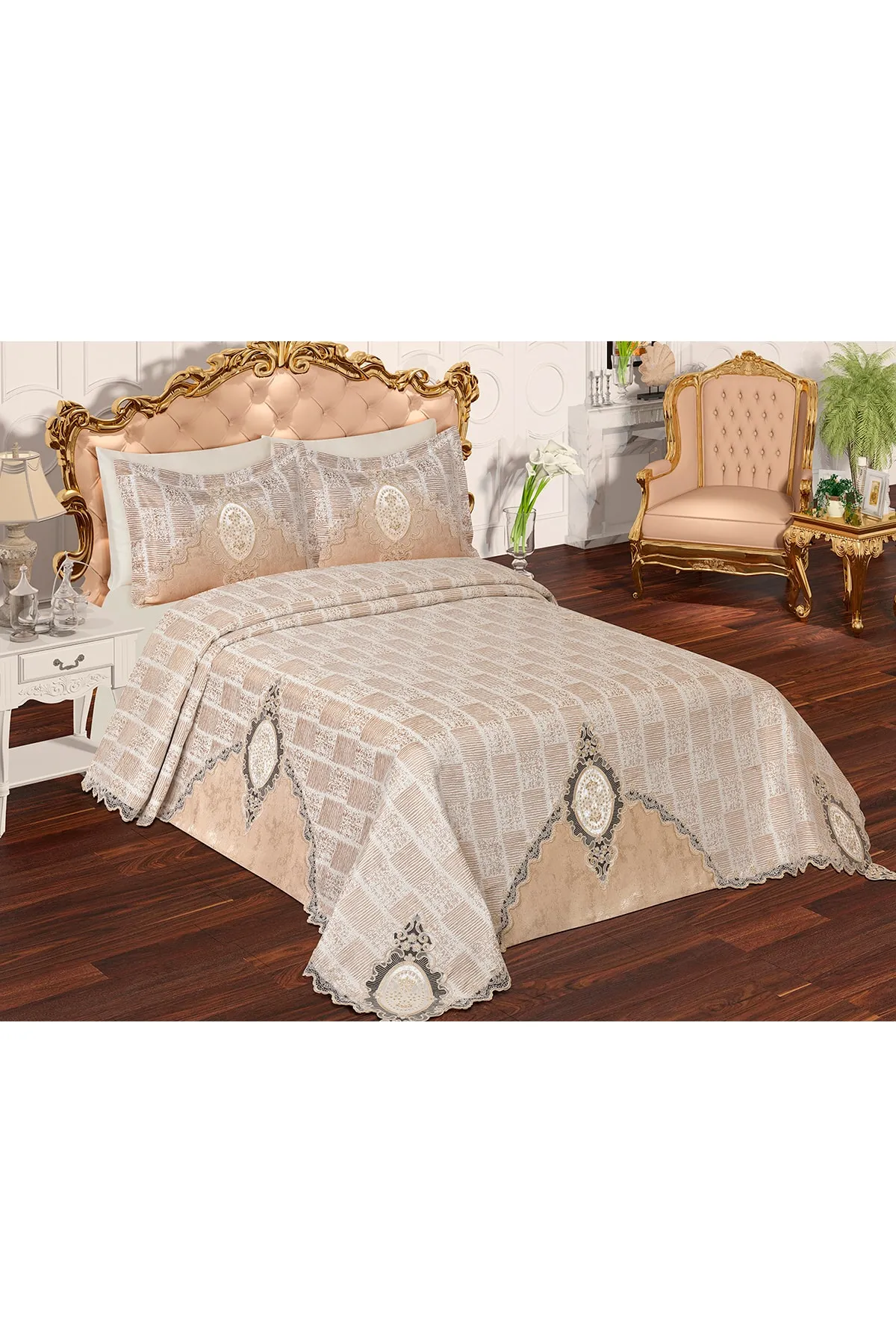 Çeyiz Diyarı  Çeyizdiyarı Jesica 6-teiliges Chenille-Pique-Set Beige