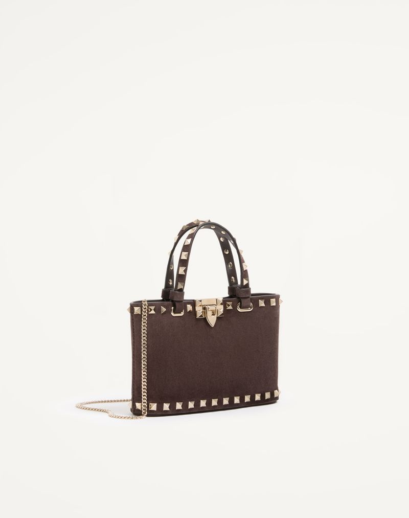 Mini Rockstud-indkøbstaske i ruskind