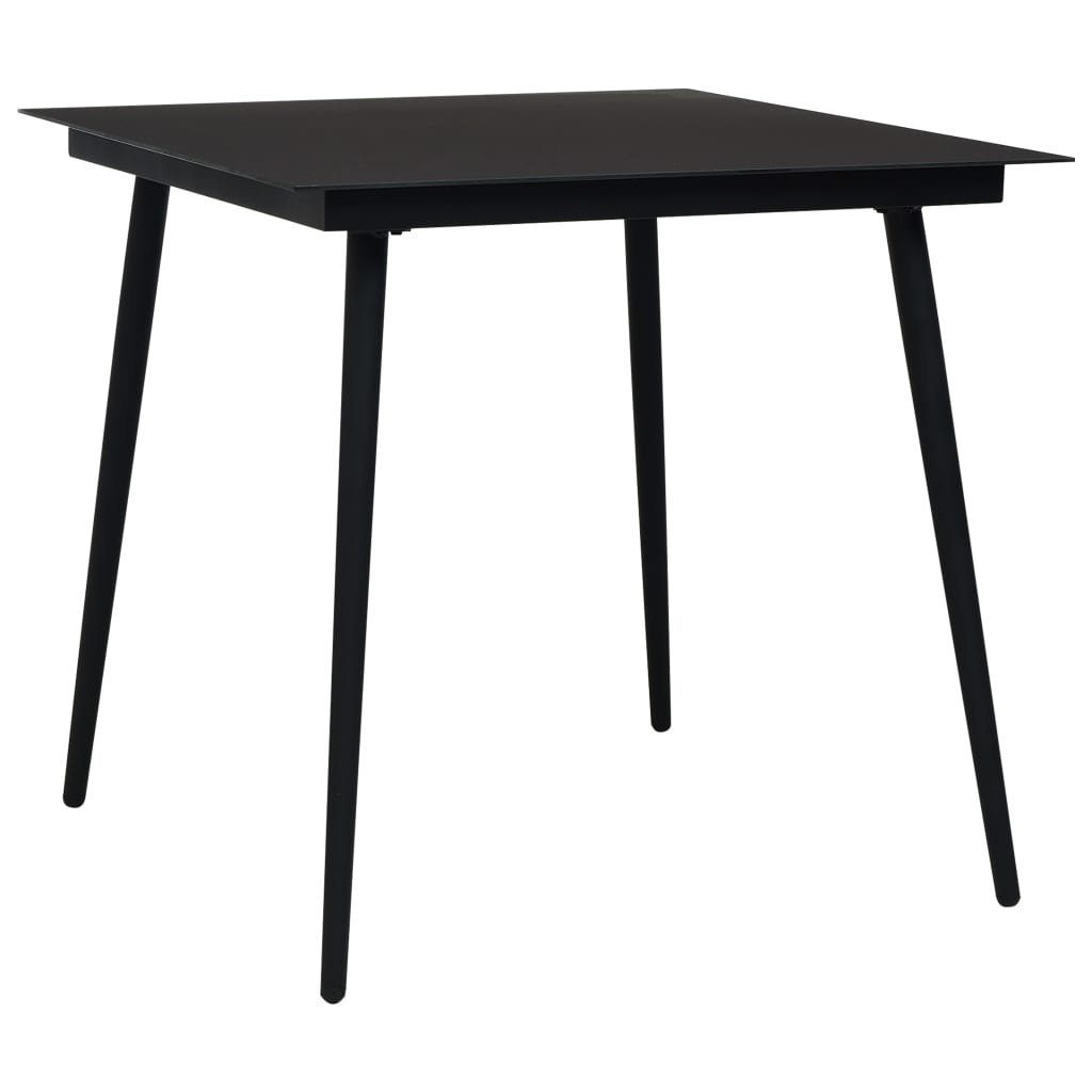 vidaXL Gartentisch Garten-Esstisch Schwarz 80x80x74 cm Stahl und Glas (1-St)