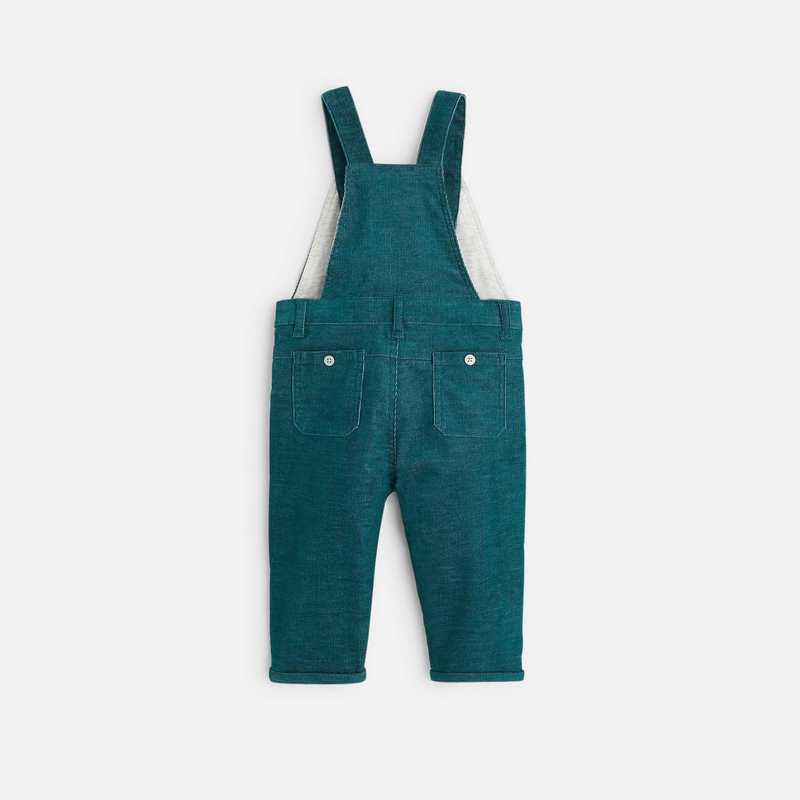 Salopette en velours corduroy verte bébé garçon