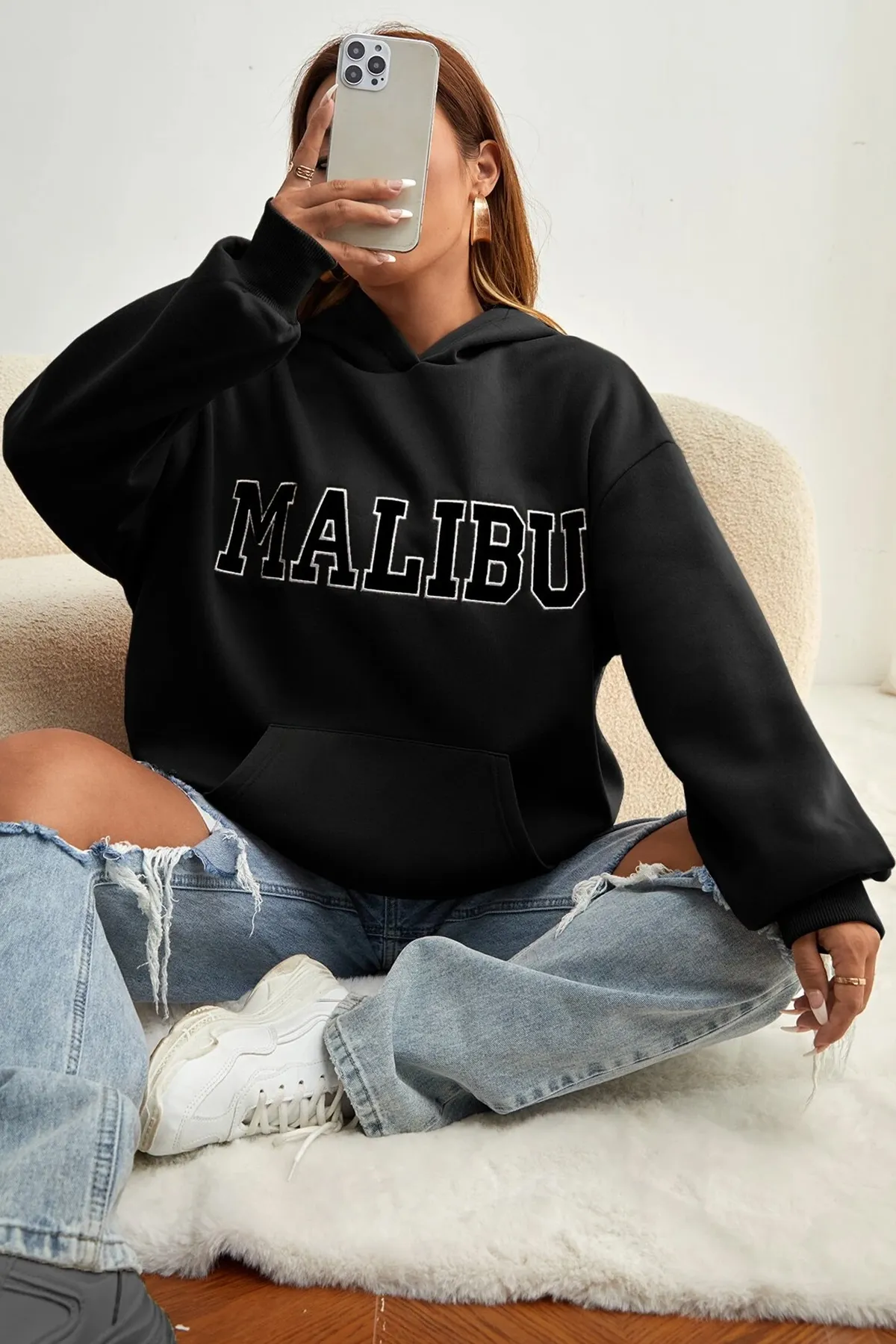 uyguntarz  Unisex-Sweatshirt mit Malibu-Aufdruck in Übergröße