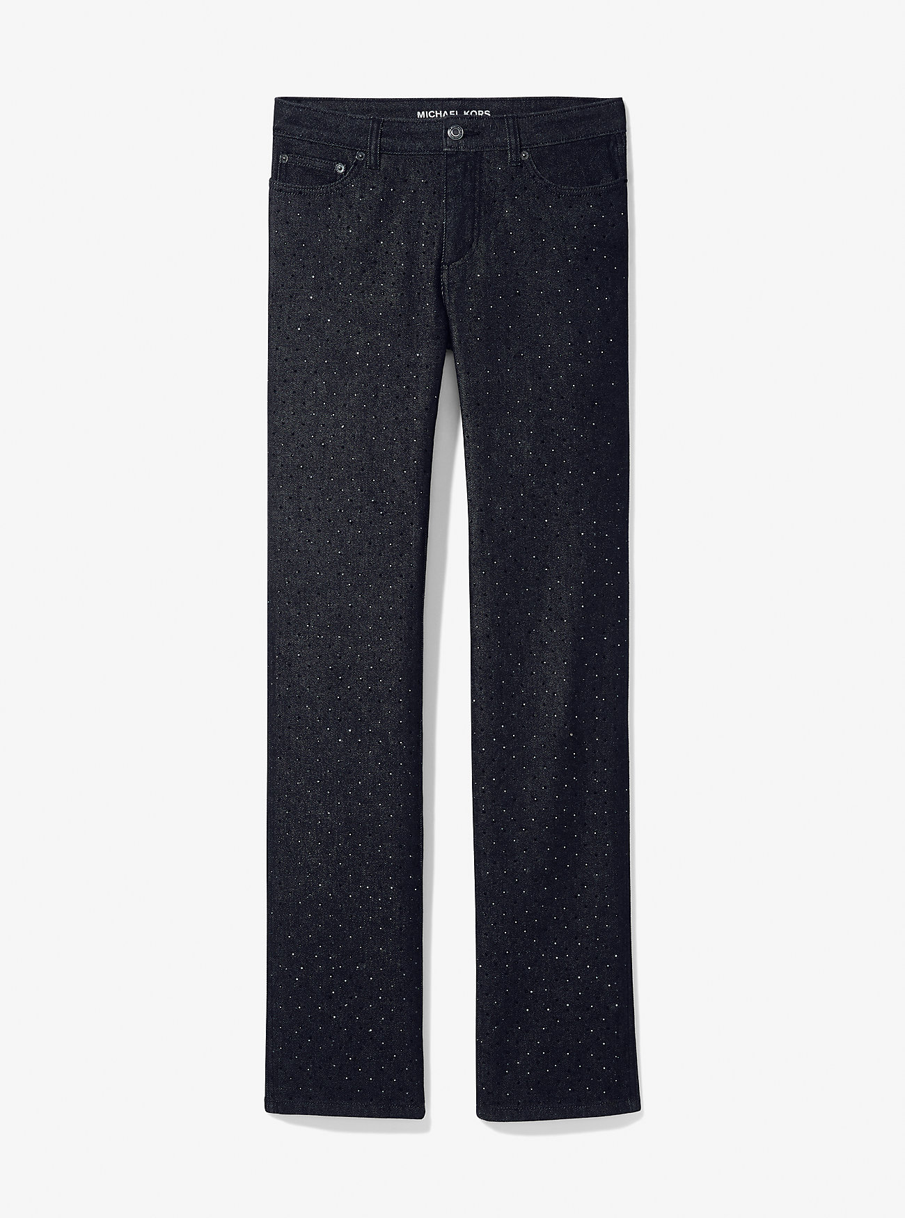 Studded Stretch Denim Cigarette Jeans - BLACK RINSE
