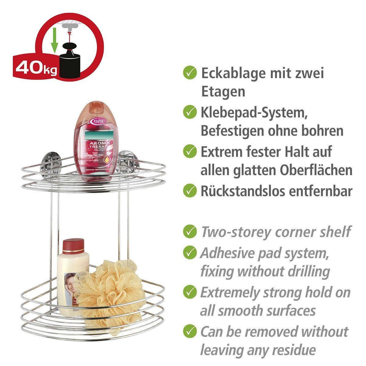 WENKO Duschablage Eckregal, 2 Etagen