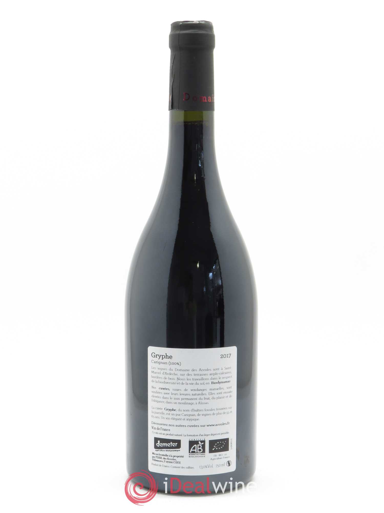 IGP Ardèche Gryphe Domaine des Accoles  2017 - Lot de 1 Bouteille
