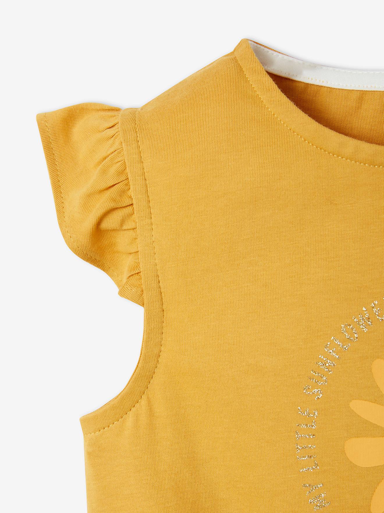 Ensemble T-shirt effet noué et short à volants fille vert d'eau