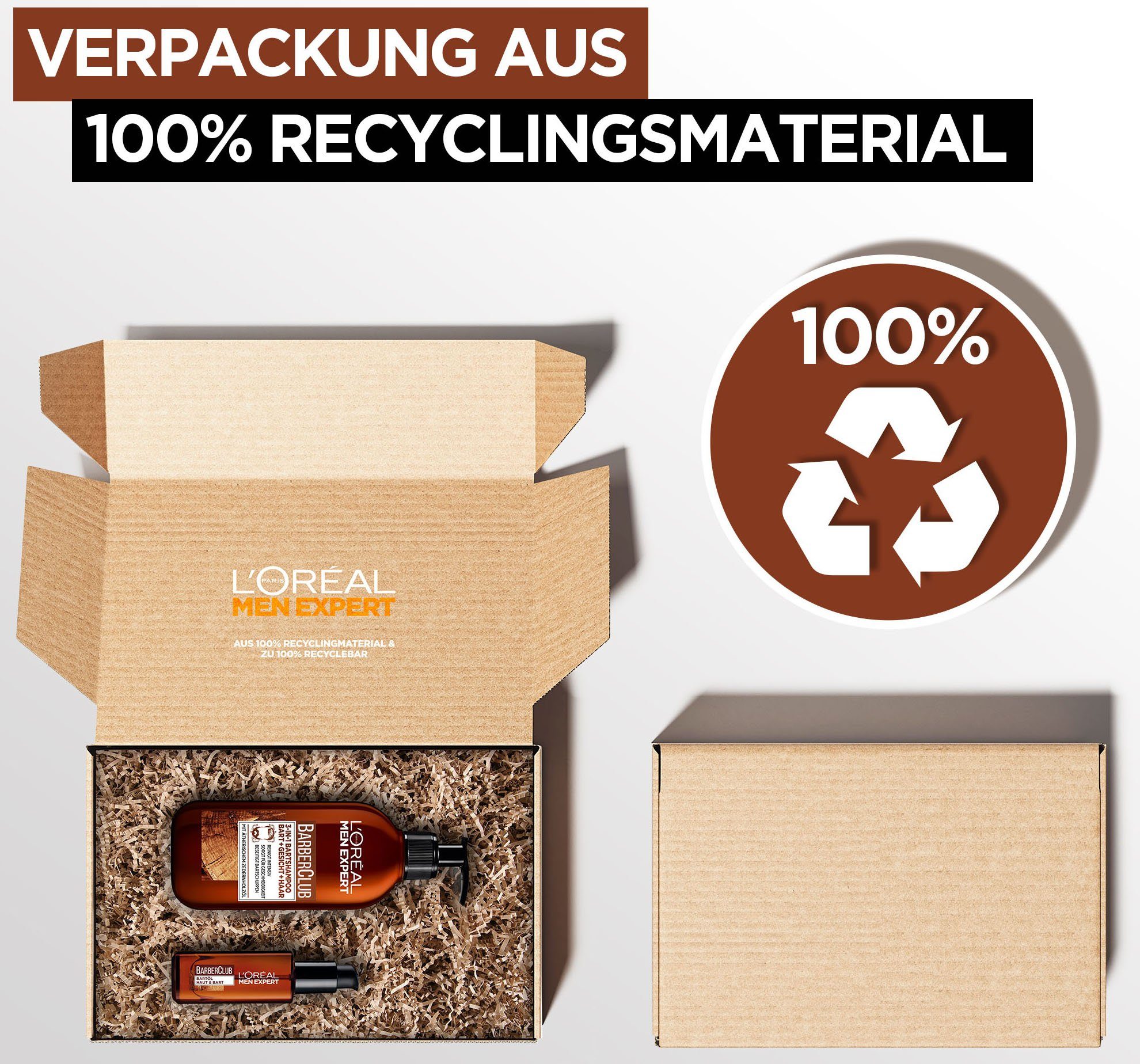 L'ORÉAL PARIS MEN EXPERT Bartpflege-Set Barber Box, 2-tlg., Nachhaltige Box: 100 % Recyclingmaterial, 100 % recycelbar