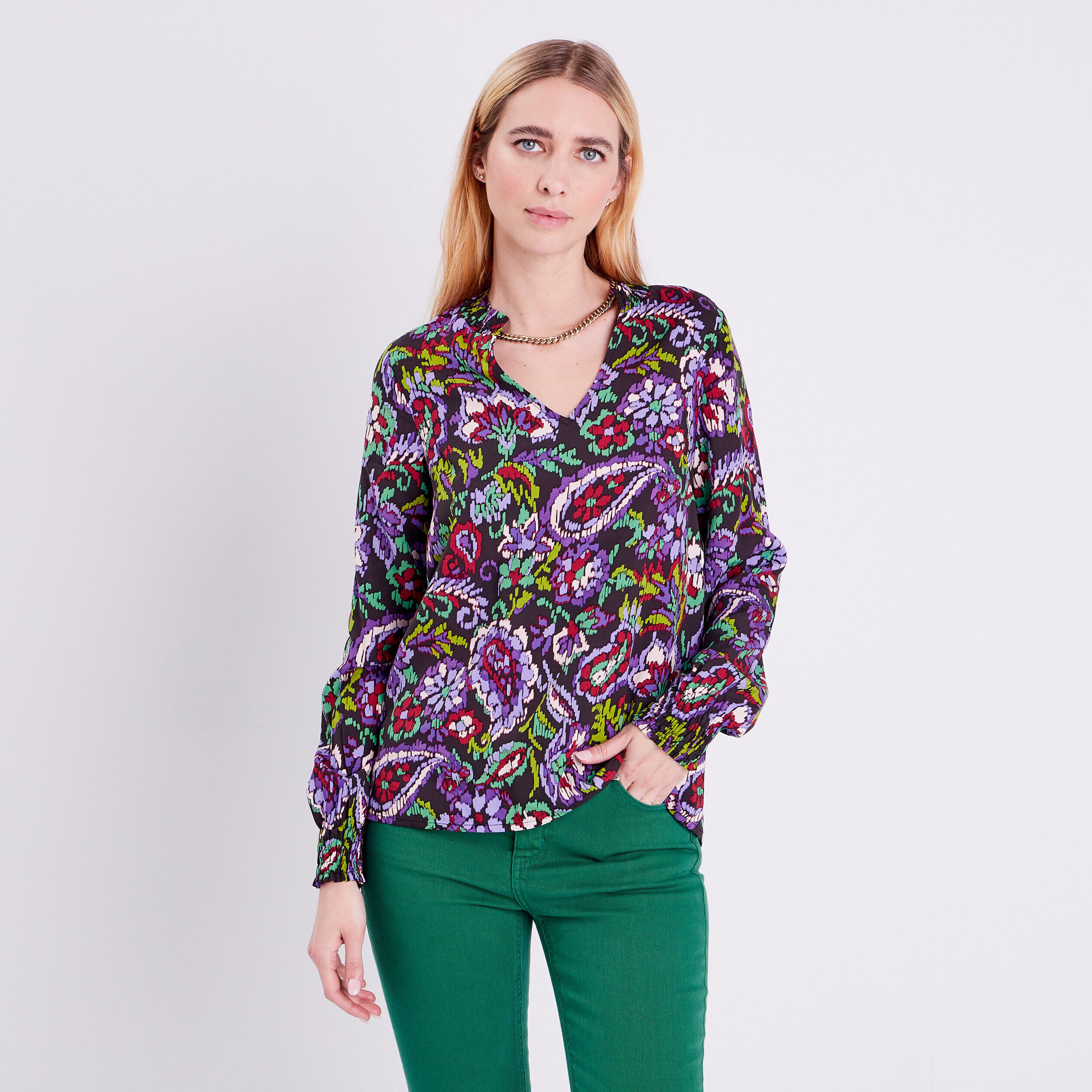 Blouse manches longues noir femme | Cache Cache