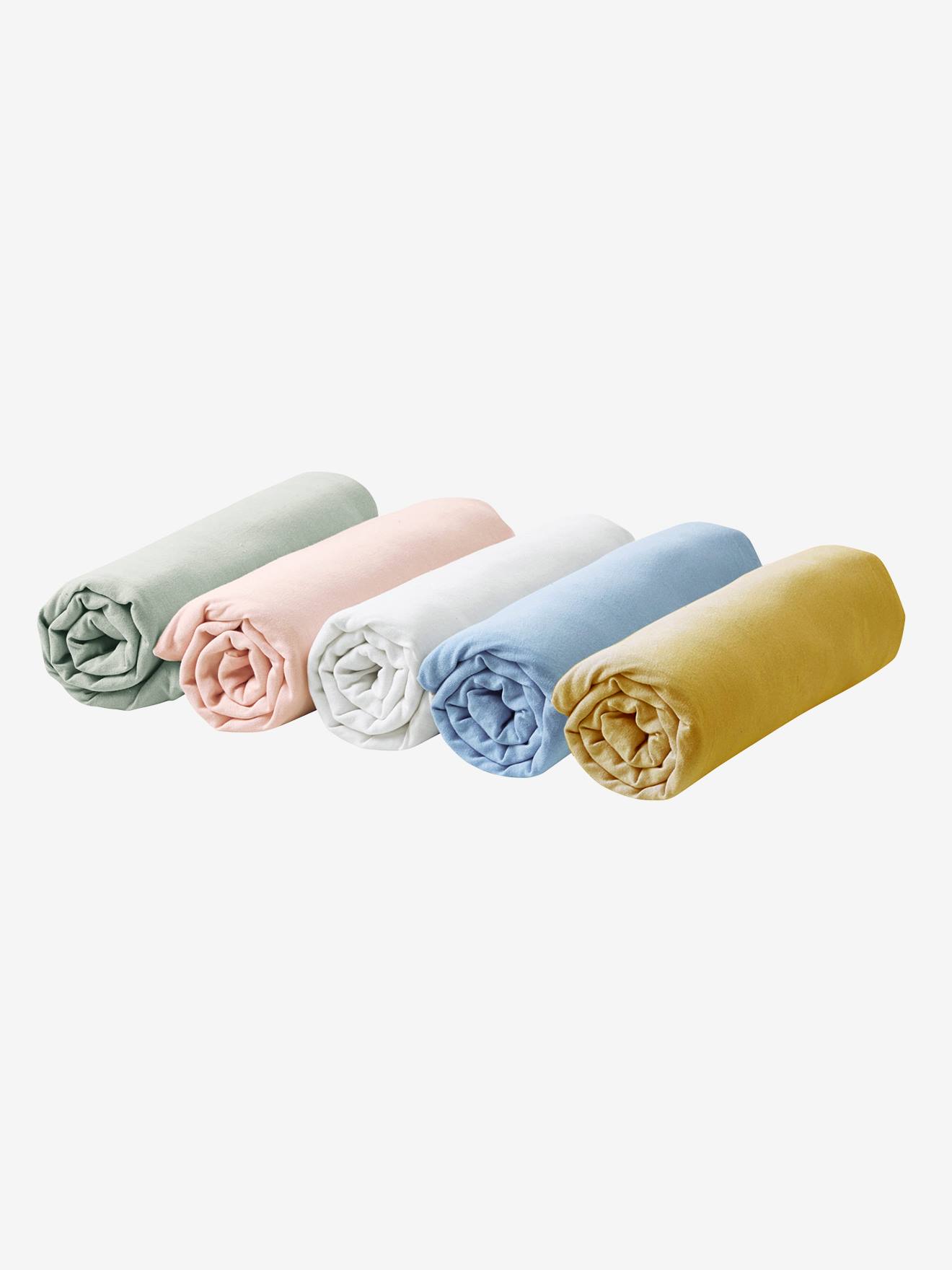 Vertbaudet 2er-Pack Baby Spannbettlaken Oeko Tex - zartrosa+weiß