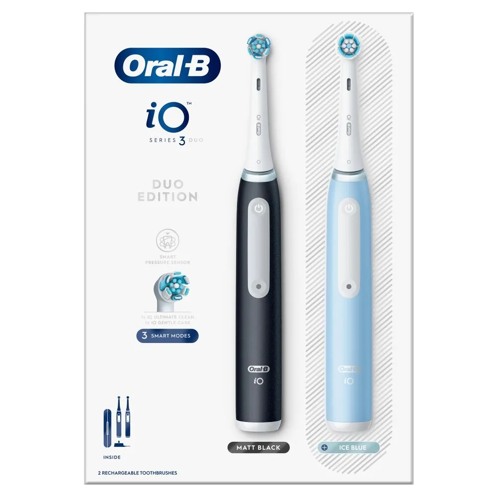 Oral-B iO 3 Sort & Blå Eltandbørstesæt