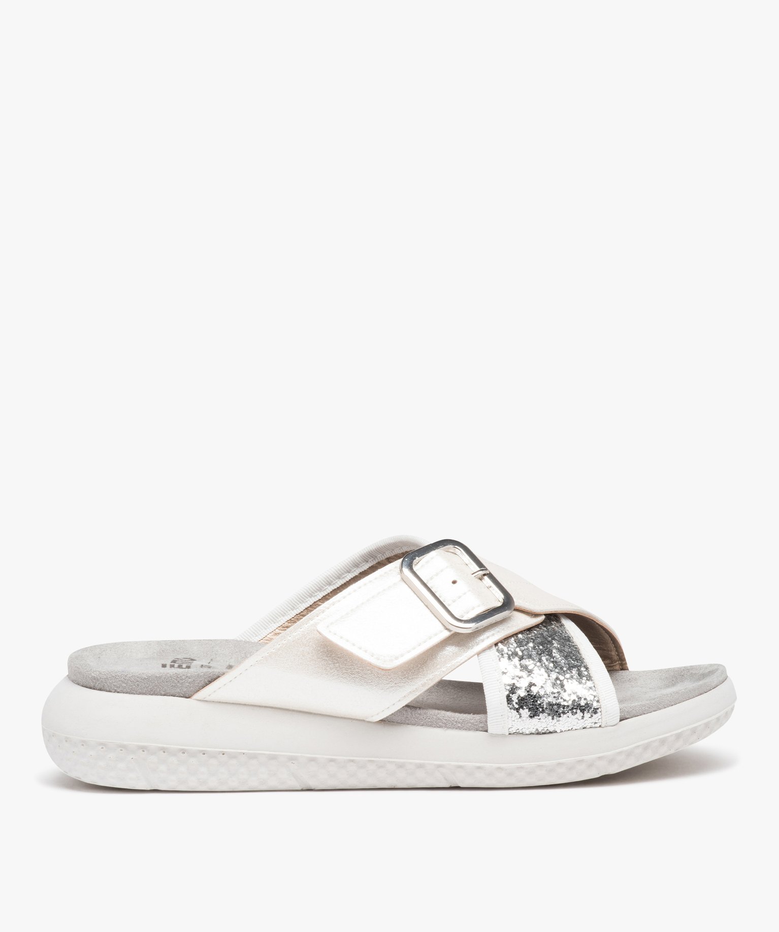 Mules femme confort irisées à semelle épaisse blanc | GEMO