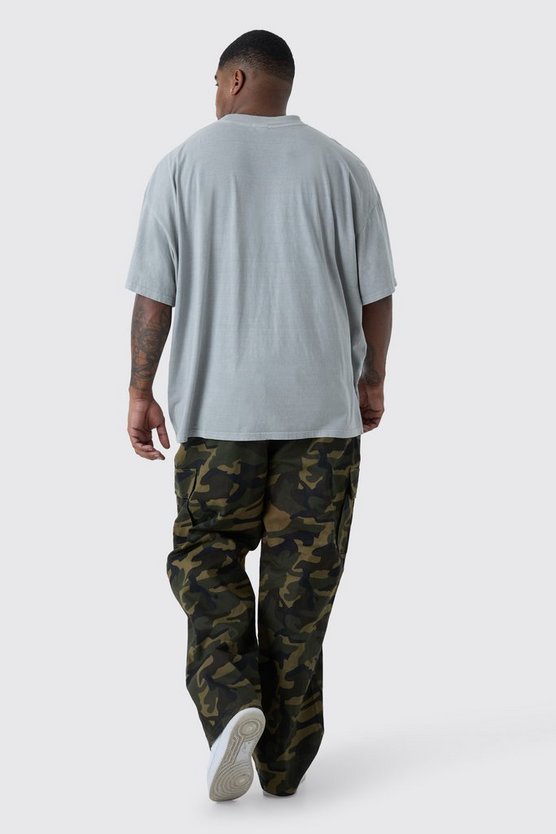 Plus lockere Twill Camouflage Cargo-Hose mit Farbspritzern