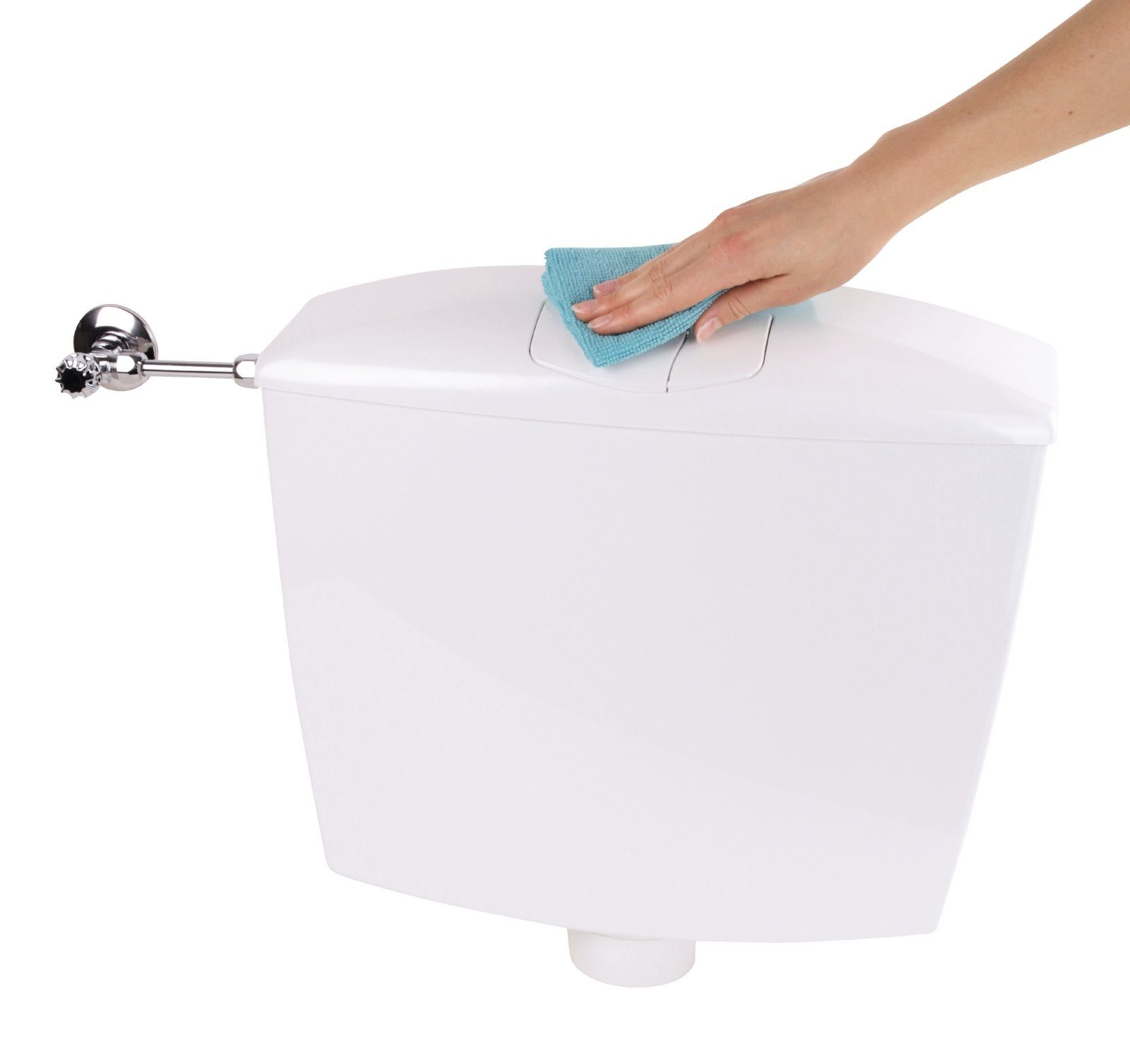 SANITOP WINGENROTH Spülkasten Karat, 9 l, Komplett-Set, Anschluss links oder rechts, Anschlussset hinten separat, Aufputzspülkasten, Weiß, Zwei-Mengen-Technik, Sparspülung, 210492