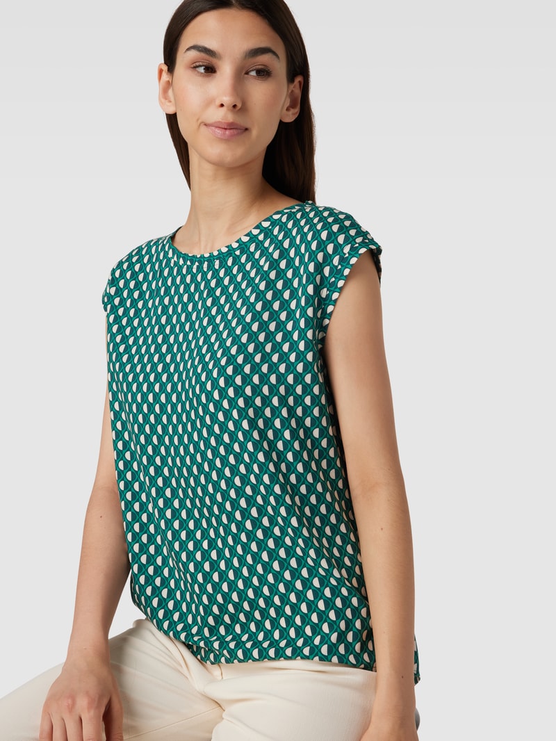 Bluse mit Allover-Muster Modell 'Fauni' in petrol