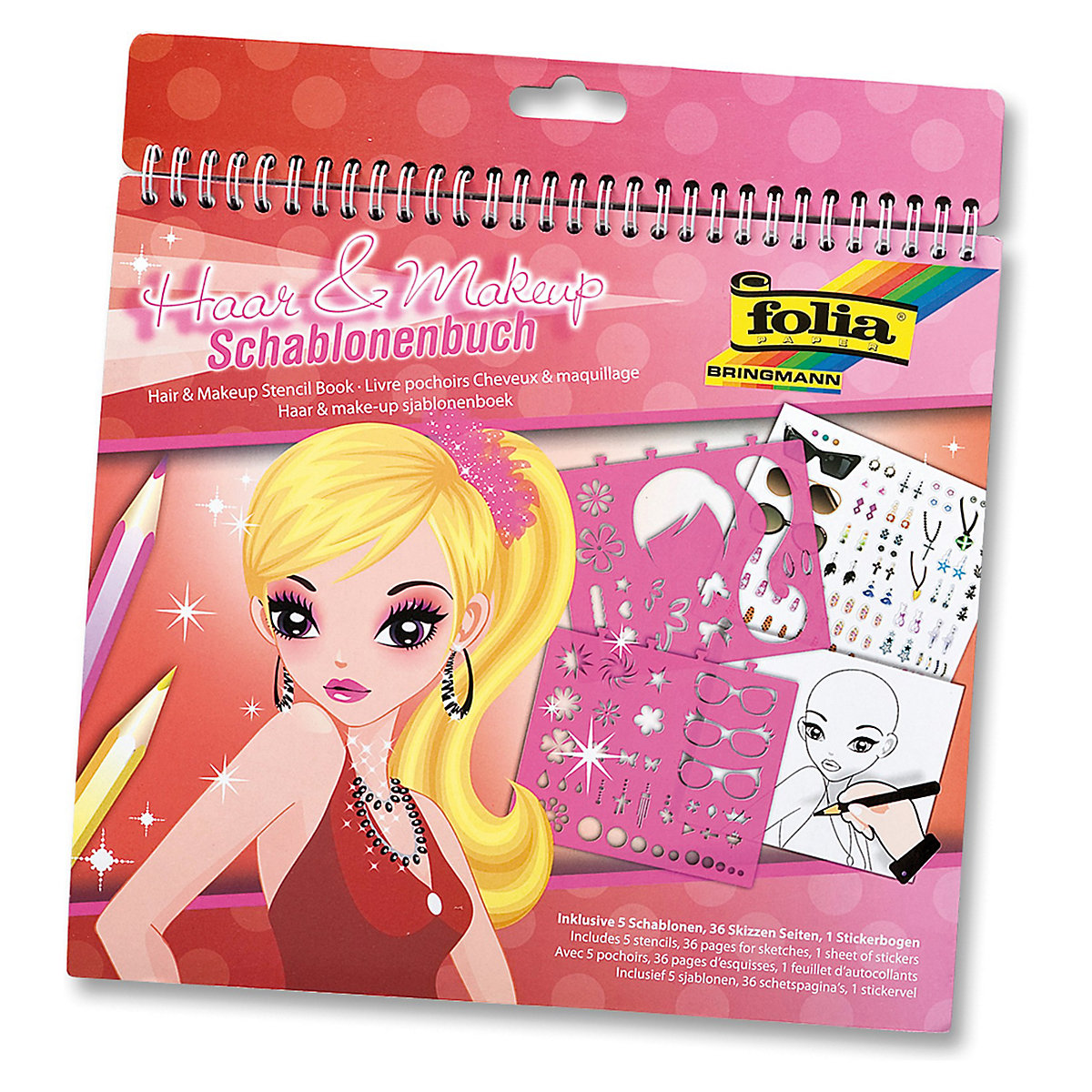 Schablonenbuch Haar & Makeup, inkl. Sticker